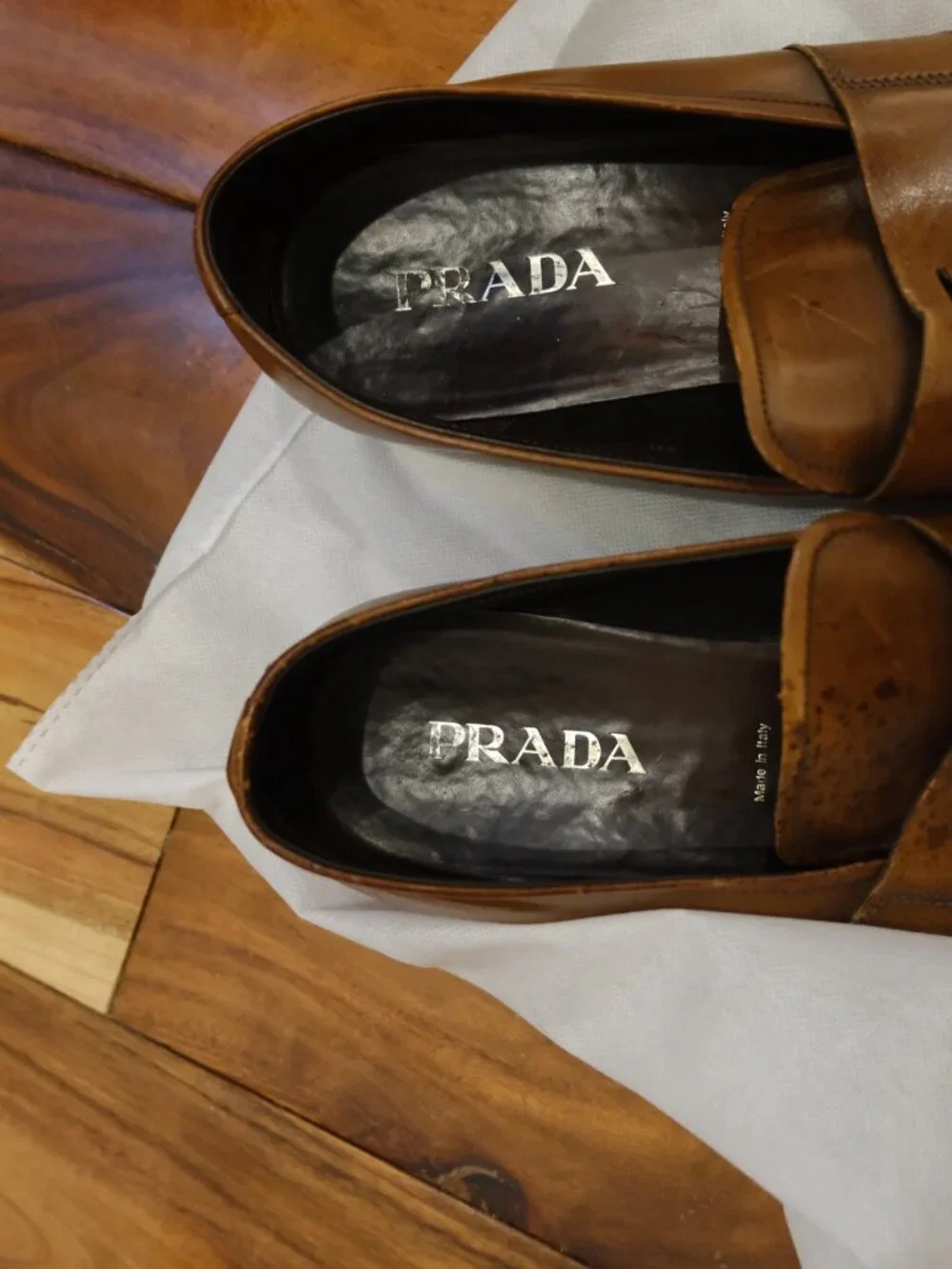 Prada Men's Brown Leather Loafers Approx. US 12.5